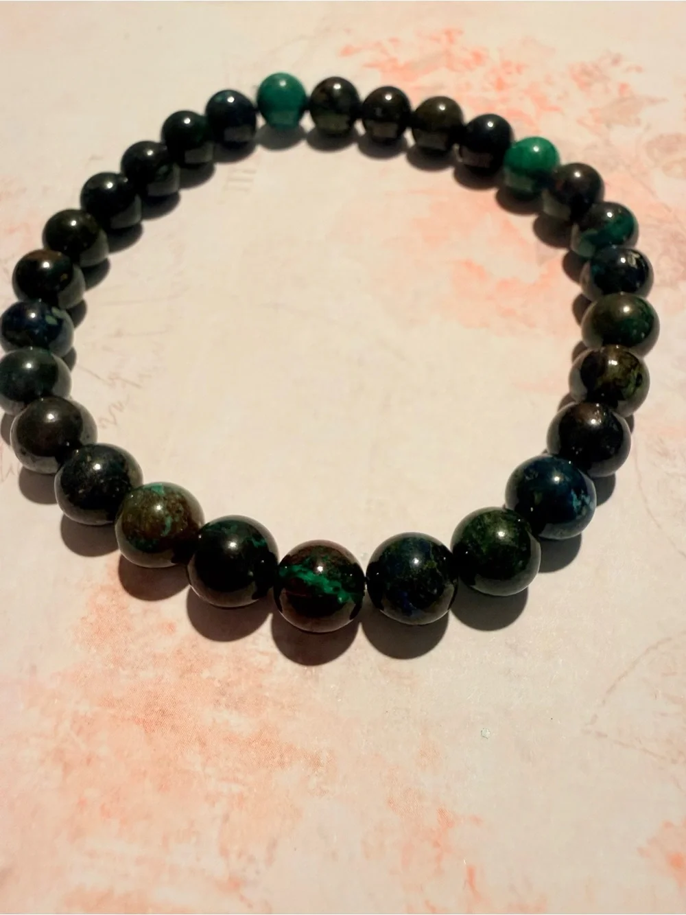 Handcrafted Green Bead Stretch Bracelet